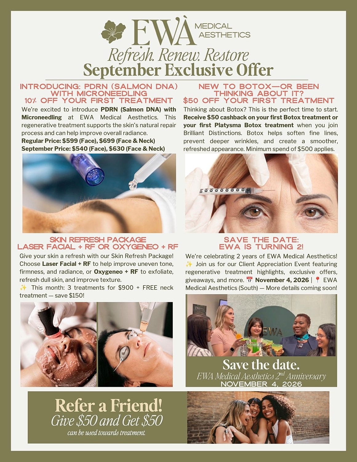 September offers at EWA Medical Aesthetics clinic.