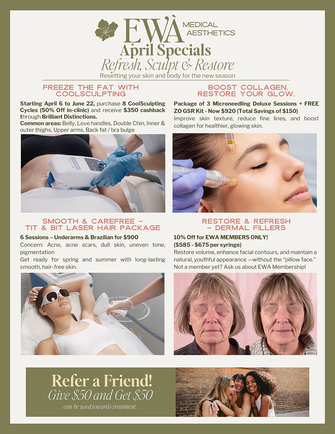 April specials for medical aesthetic treatments.