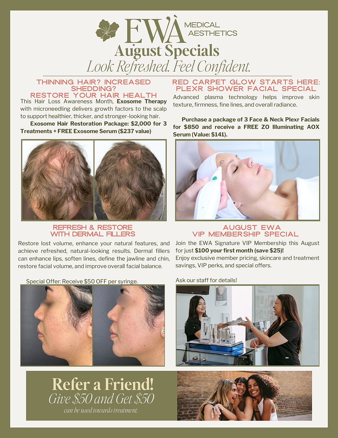 EWA Medical Aesthetics August Specials flyer