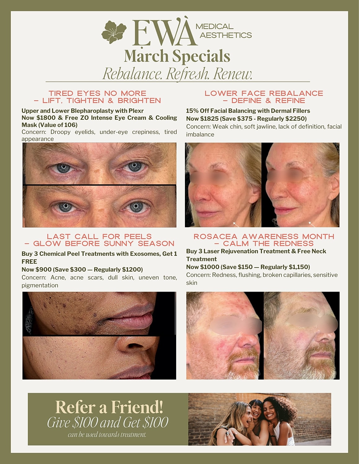 Medical aesthetics promotions for skin and beauty services.
